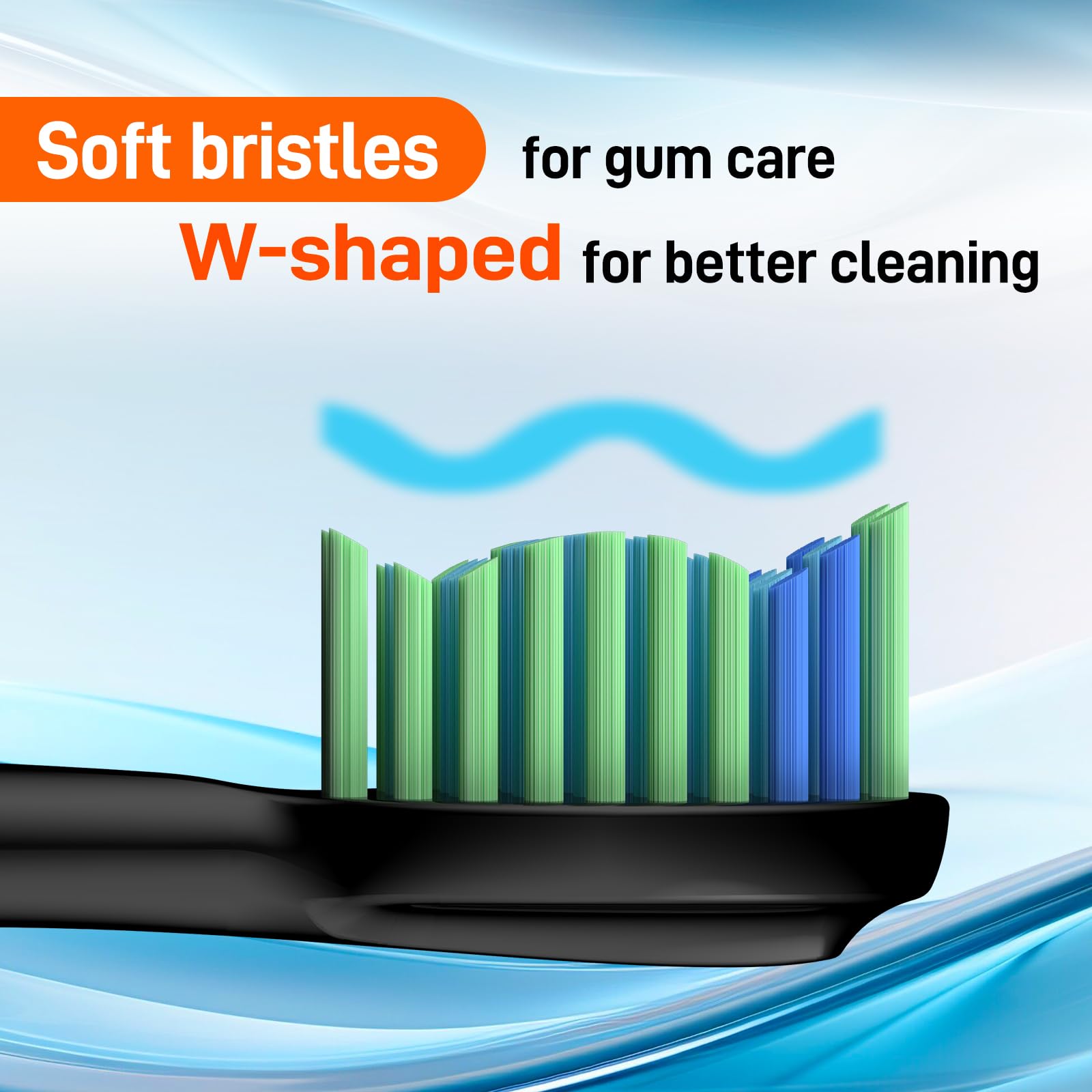 Cabezales de cepillo de dientes de repuesto compatibles con 7am2m AM102/AM105 Sonic cepillo de dientes eléctrico – Recambios de cabezales de cepillo suaves compatibles con 7 am 2 m, negro, 10 unidades