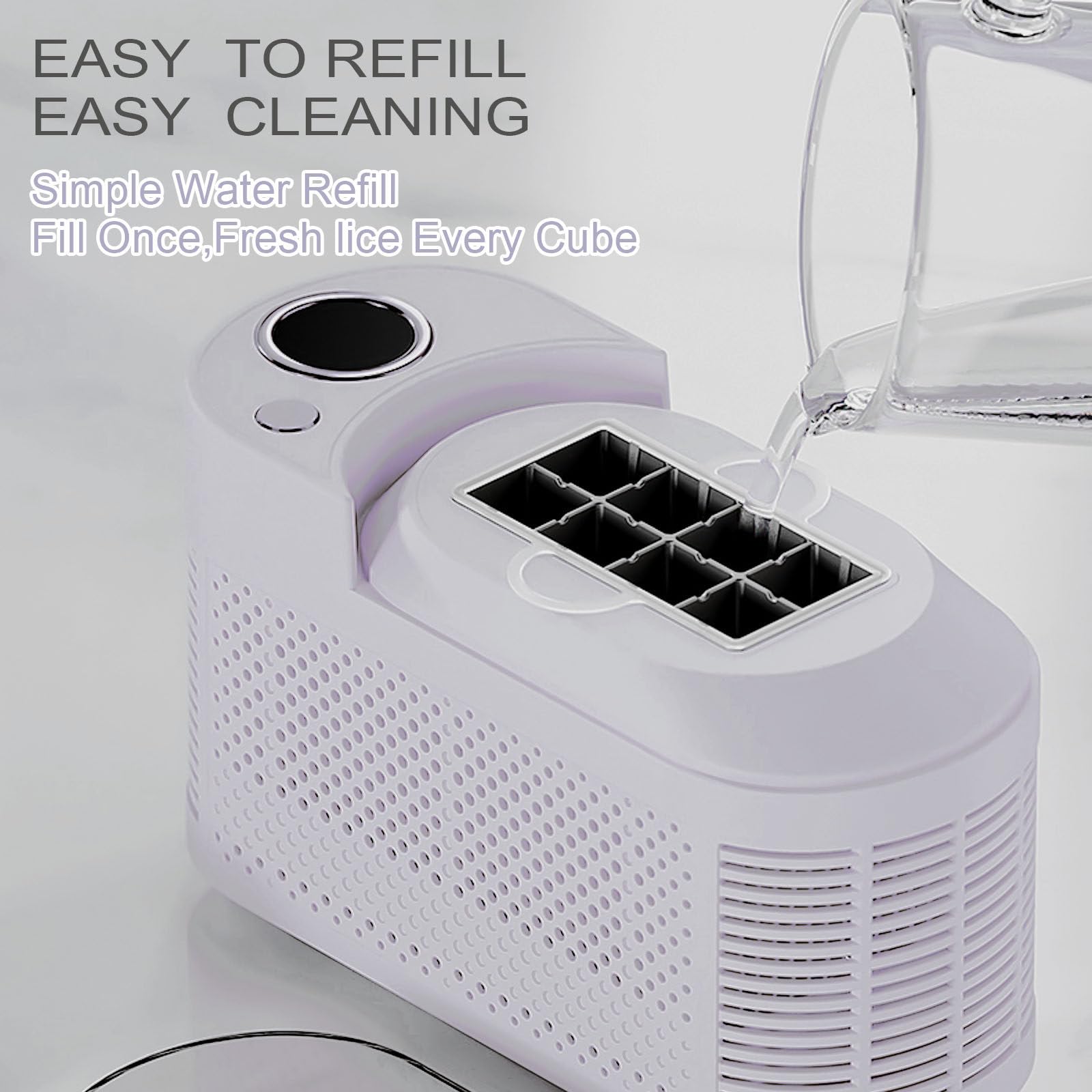 Portable Ice Maker Machine|Ultra Quiet Ice Making, Diy In-Car Ice Maker Machine With Car Power Cord, Transparent Viewing Window|8 Cubes In 10 Mins,For Road Trips, RV Kitchens, Food Trucks,Purple on Fridge.com - View 4