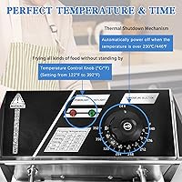 Vista 4 de Freidora comercial de 11.4 cuartos de galón con canasta, freidora eléctrica de gran capacidad, freidora de aceite de encimera de acero inoxidable