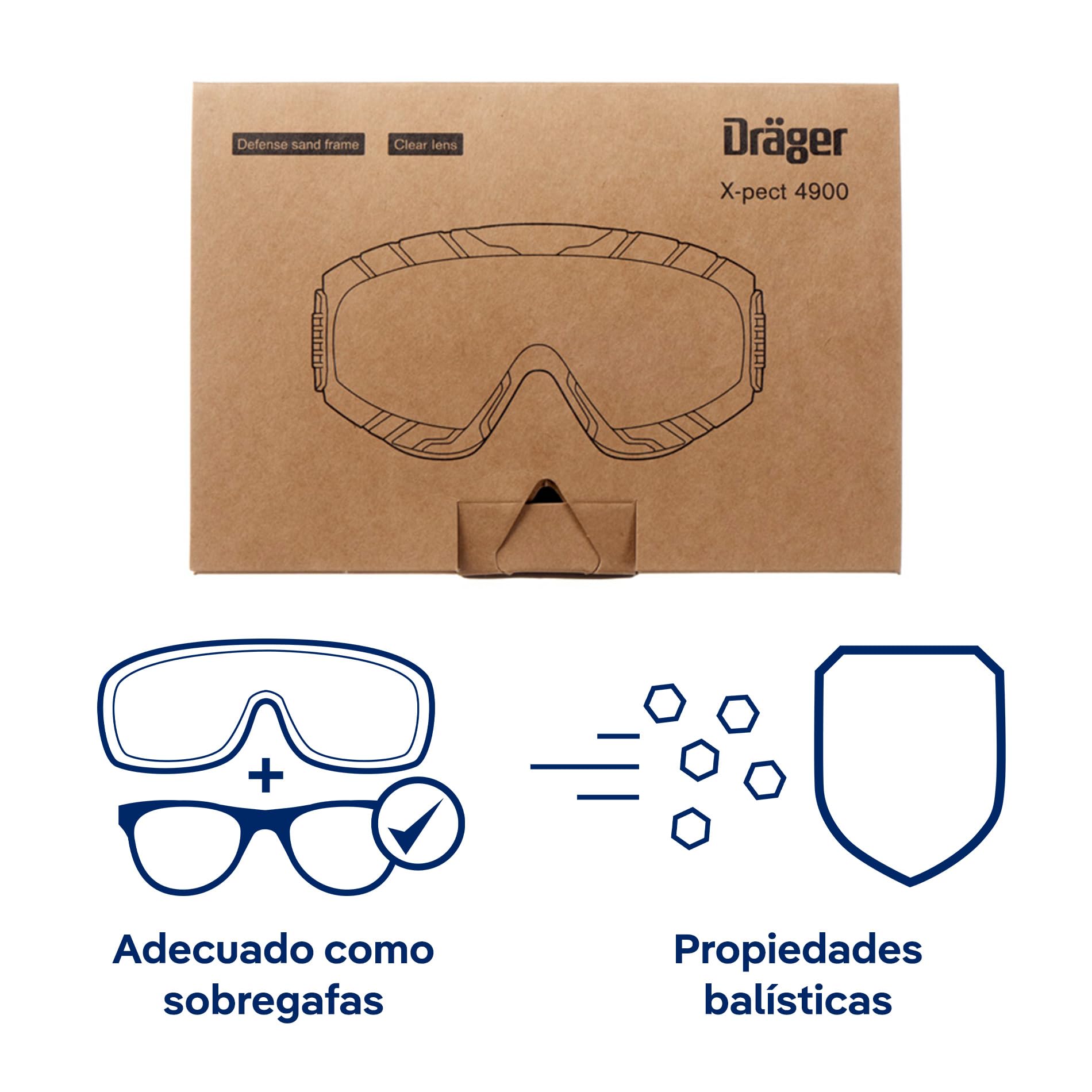 Dräger X-pect 4800 & 4900 - Gafas de protección antiniebla para gafas de trabajo, laboratorio, taller y vidrio de policarbonato resistente a los arañazos