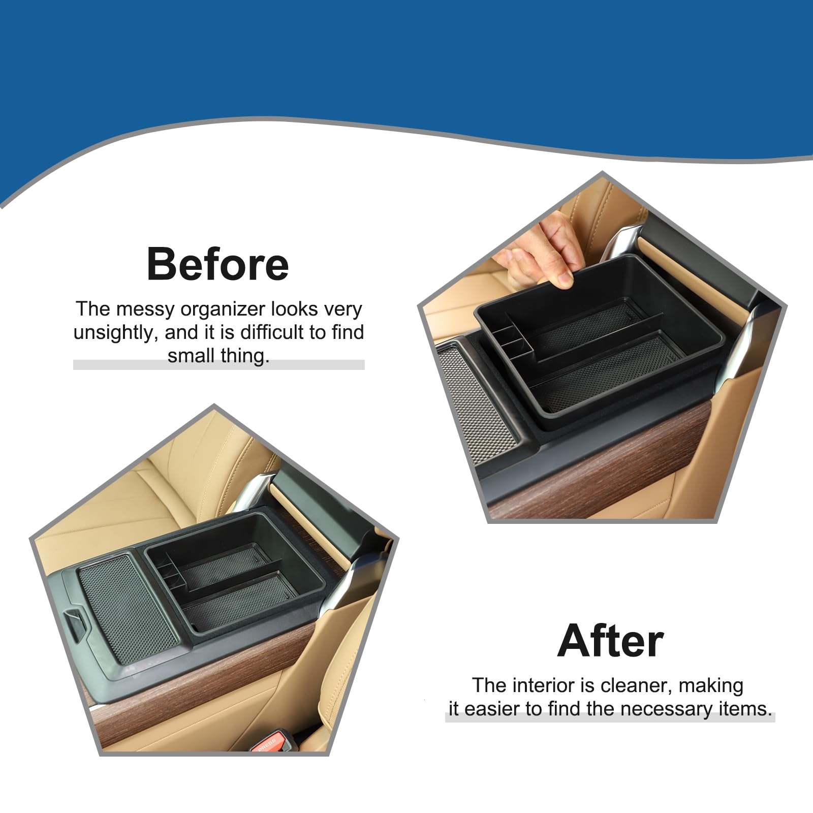 Bekantogy Car Armrest Storage Box Tray Compatible with Land Rover Range Rover Sport/Vogue 2023+ Center Console Organizer Tray Armrest Box Non-Slip Storage Box (with no Refrigerator)