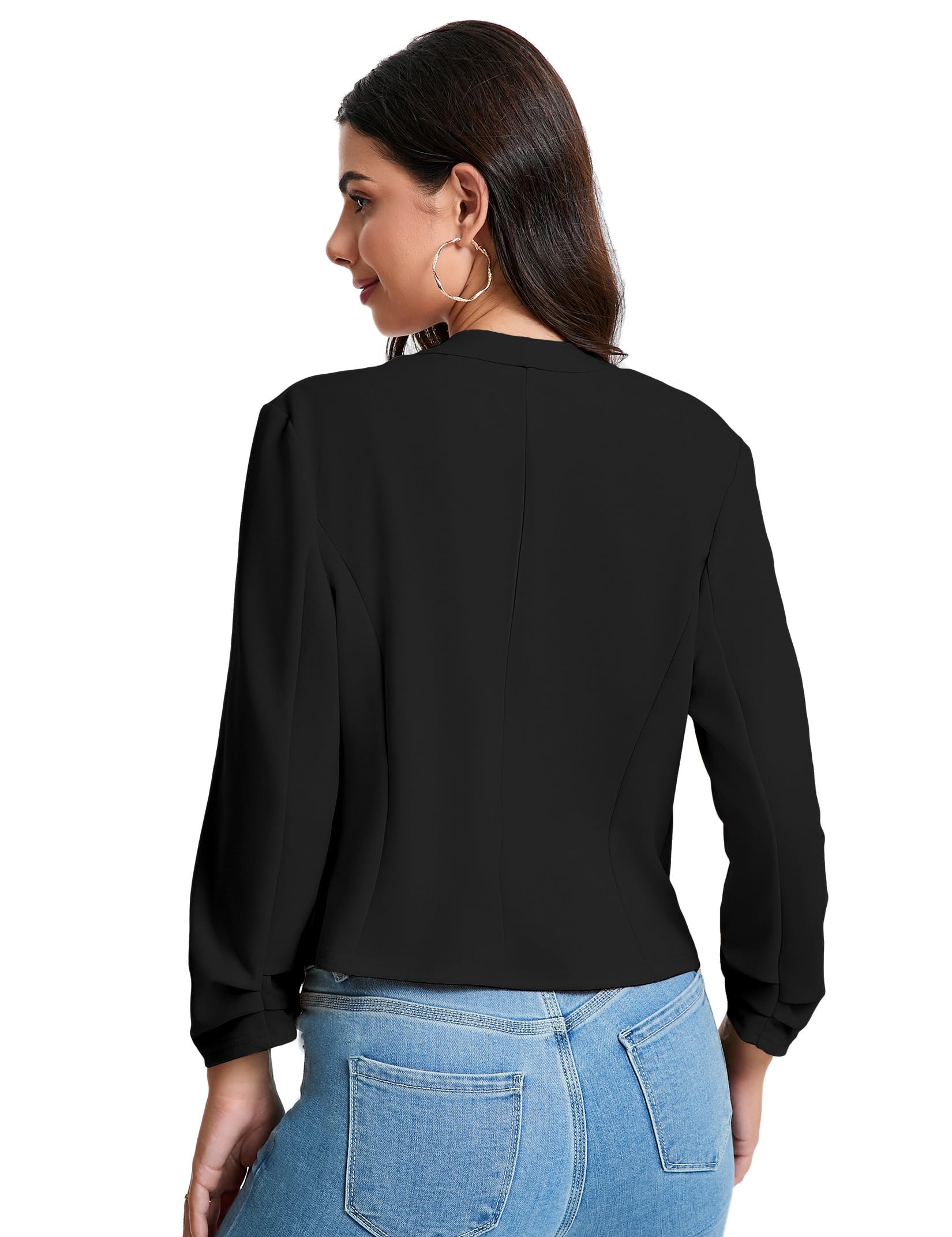 Kurzblazer Damen Festlich 3/4-Ärmel Blazer Damen Elegant Anzugjacke für Casual Offene