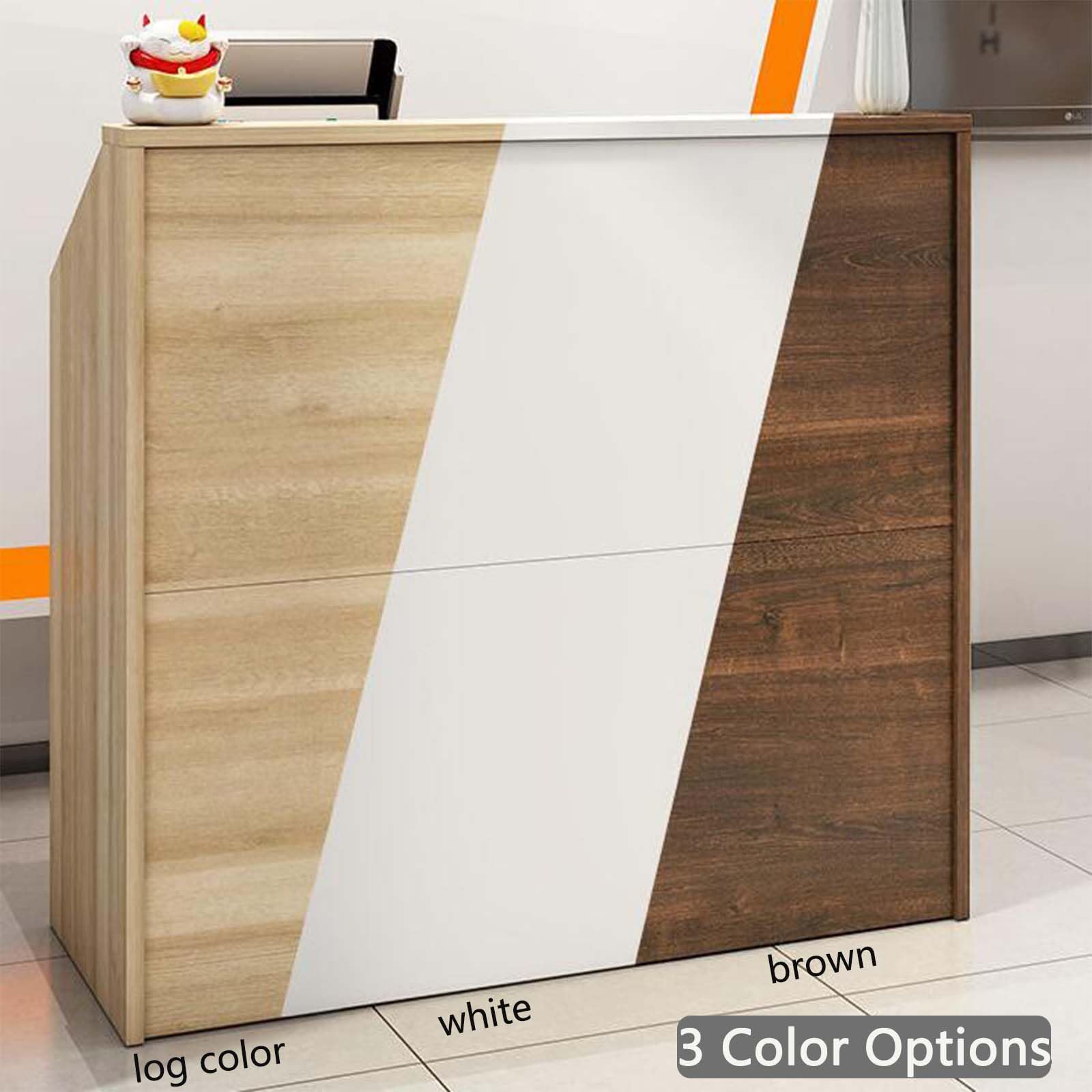 Banco Cassa Moderno, Bancone de Reception con 2 Cassetti e Ripiani di Stoccaggio, Semplice Cashier Tavolo Reception per Office Boutique Negozio Lobby