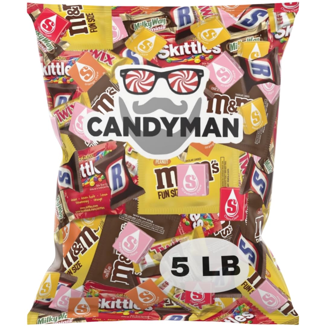 CANDYMAN Bulk Assorted Candy Variety Pack Individually Wrapped Chocolate & Candy Mix, 5 Pound Party Bag Assortment for Treats, Office Snacks, Gifting, & Favors