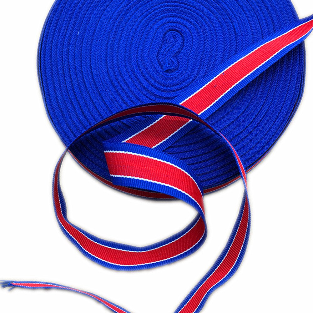 45 Meters Stripe Grosgrain Ribbon Striped Fabric Lace Trimming Patriotic Ribbon Strap Belt Width 2.5cm for Clothing Embellishments Gift Wrapping(Royal White and Red) โ image 1