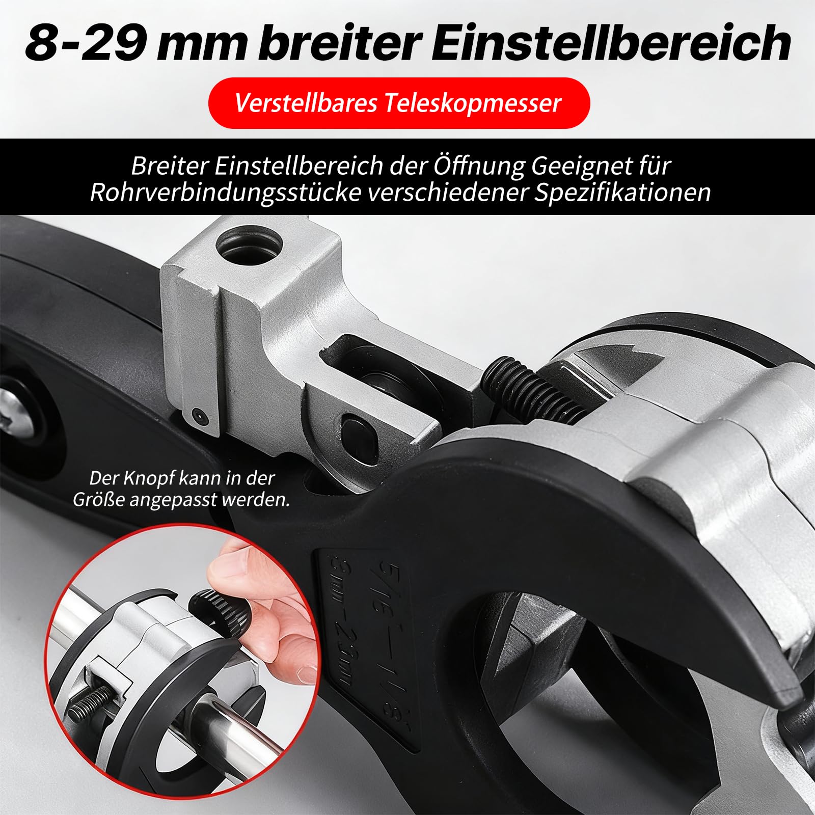 Tagliatubi A Cricchetto 8-29 Mm In Acciaio Inox - Kit Professionale Per Rame, Alluminio E PVC Con 3 Ruote E Sbavatore