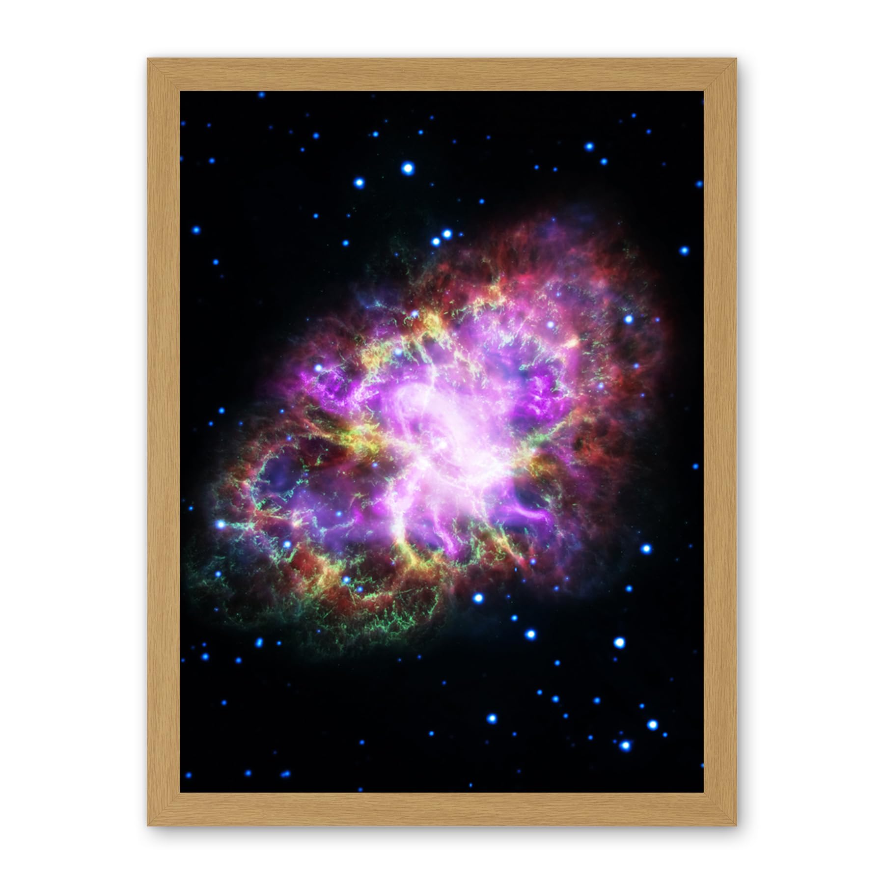 Artery8 Hubble Space Telescope Image Multiwavelength Crab Nebula Detailed Composite From VLA Spitzer Hubble XMM-Newton And Chandra X-Ray Observatory Artwork Framed Wall Art Print 18X24 Inch