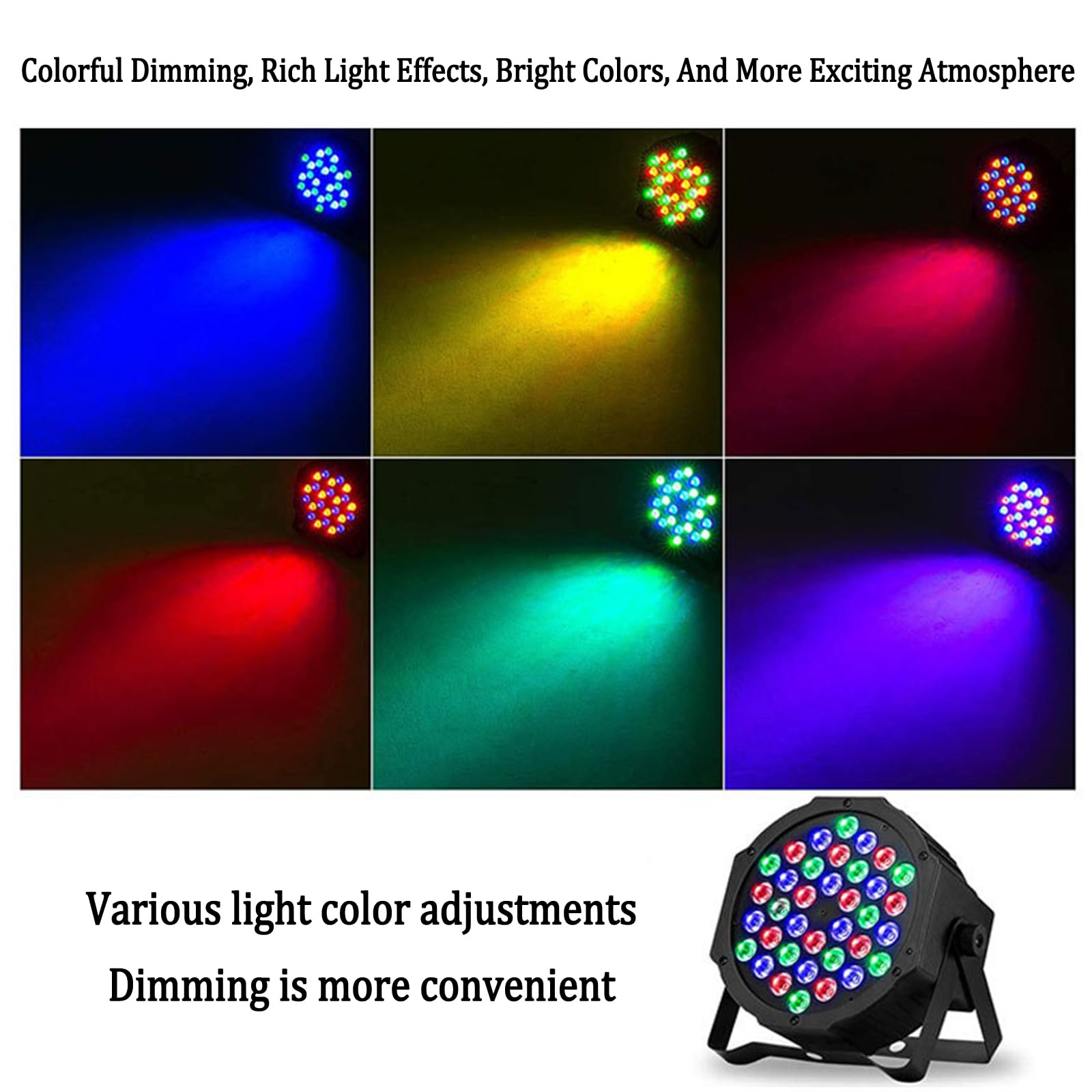4PCS LED Par Strahler, RGB Partylicht, Bühnenlicht mit Fernbedienung, Discolicht Scheinwerfer Beleuchtung Moving Head für Stage DJ Party Show Bar Halloween Weihnachten 36W