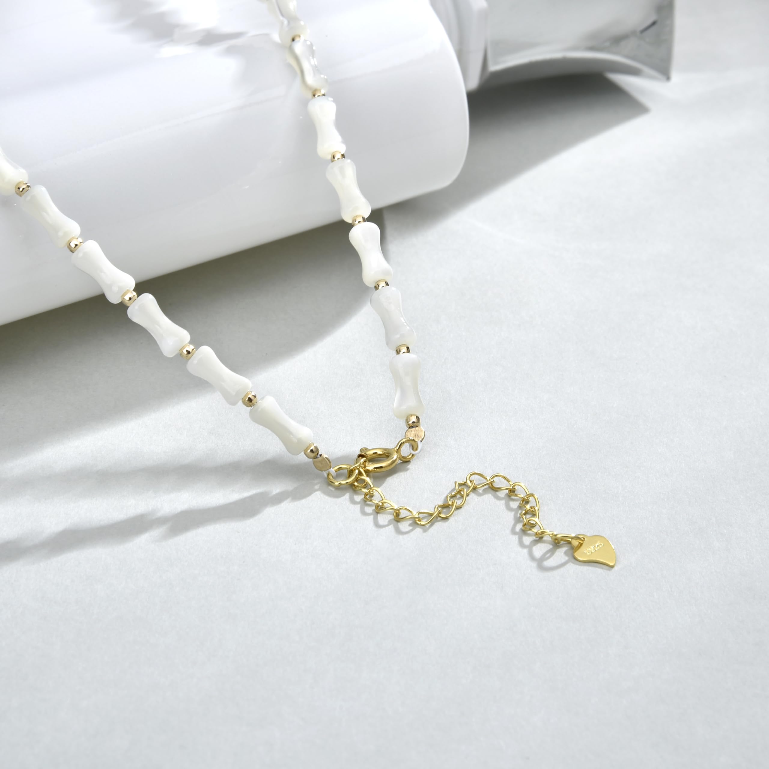Conjunto de Collar y Pulsera de Concha Blanca - Plata de Ley 925, Perfecto para Vestidos Blancos regalo de San Valentín