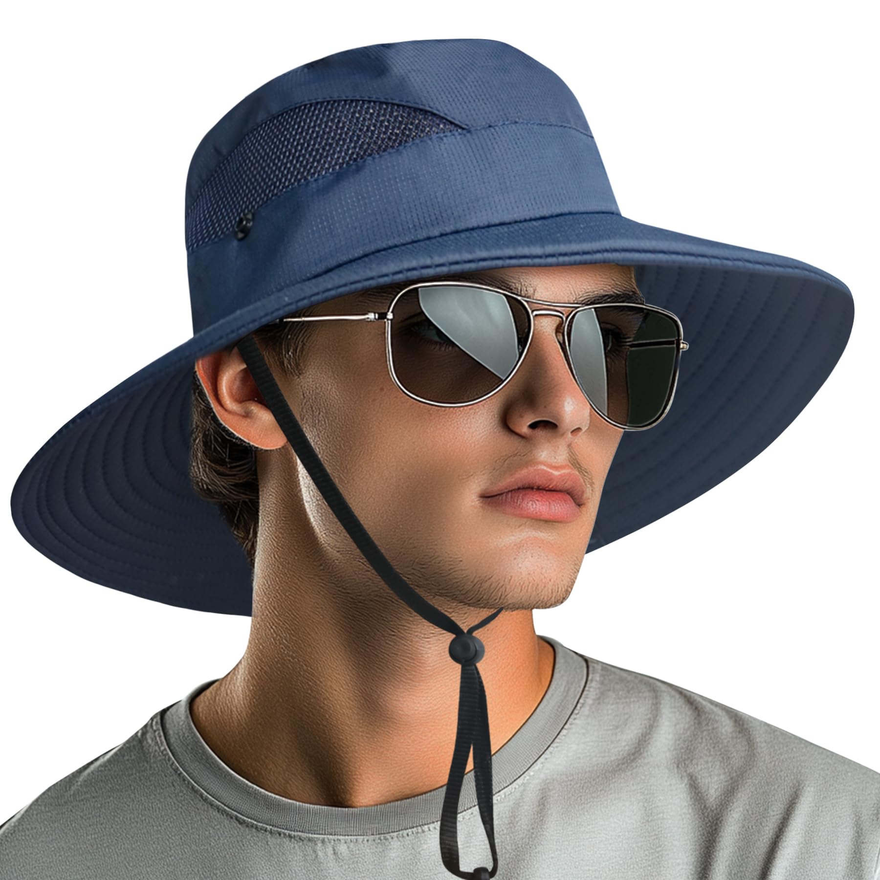 NPQQUAN Ponytail Sun Bucket Hats for Women Men Wide Brim UPF 50+ Fishing & Beach Hats