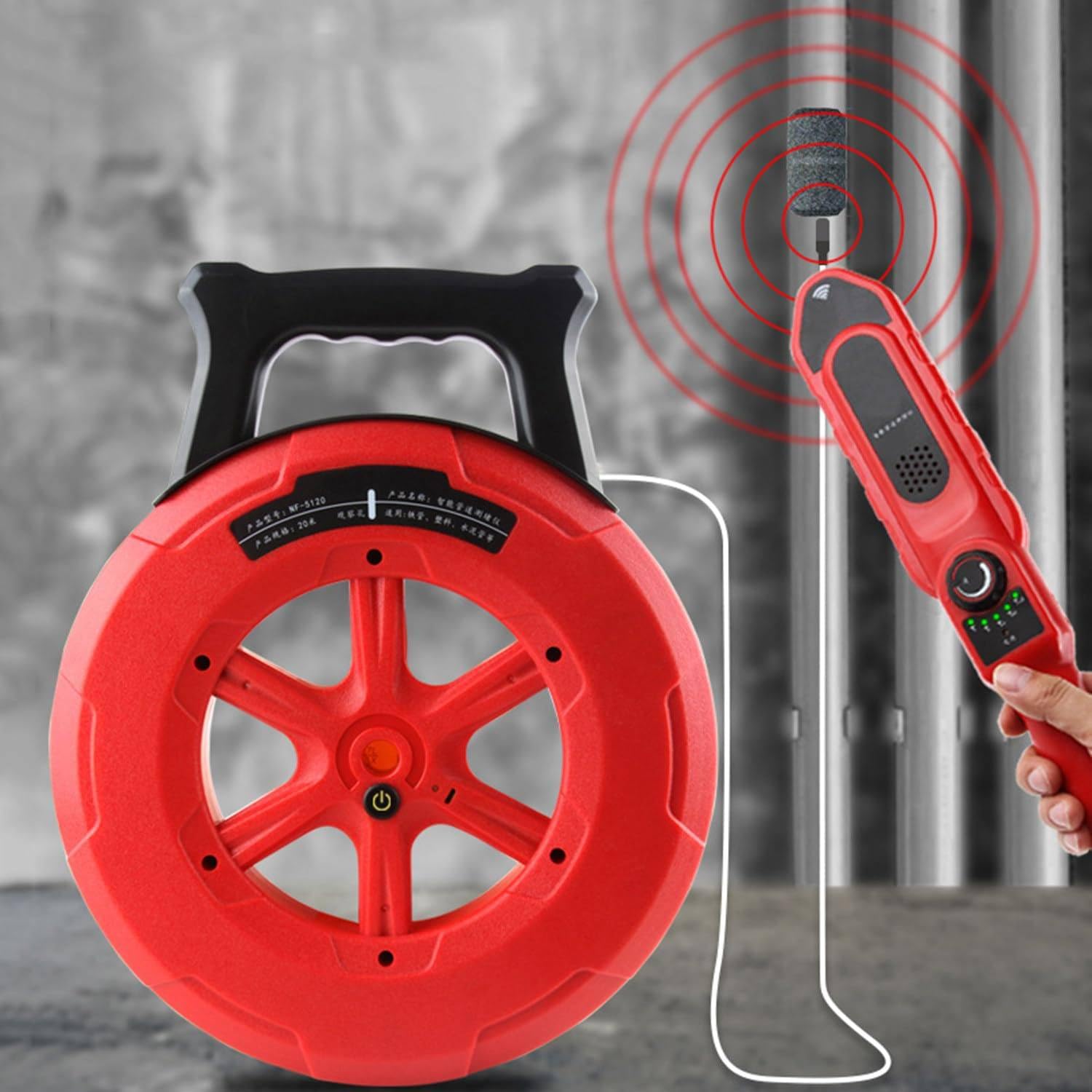 Detector De Bloqueo De TuberíAs, EscáNer De ObstruccióN De TuberíAs De 20 M/30 M/40 M, Instrumento De Fontaneros Para TuberíAs De Acero/Hierro/Pvc/Cemento, Sonda Impermeable,30M