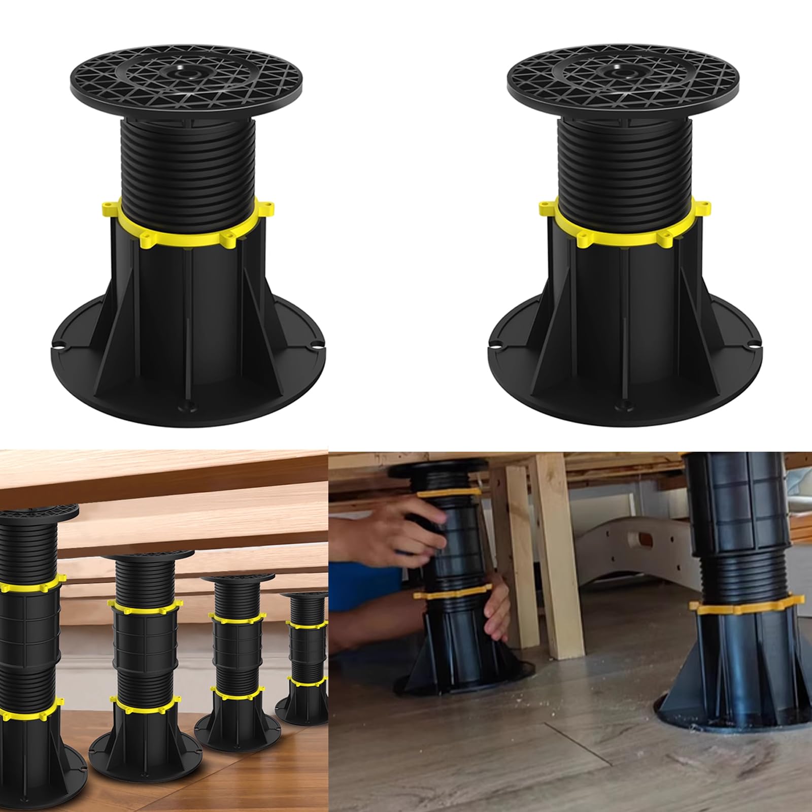 CHORMING Adjustable Bed Leg Support - Center Slat Heavy Duty for Bed Frame, Cabinet & Wooden Furniture - 2pcs (5.31" - 8.46")