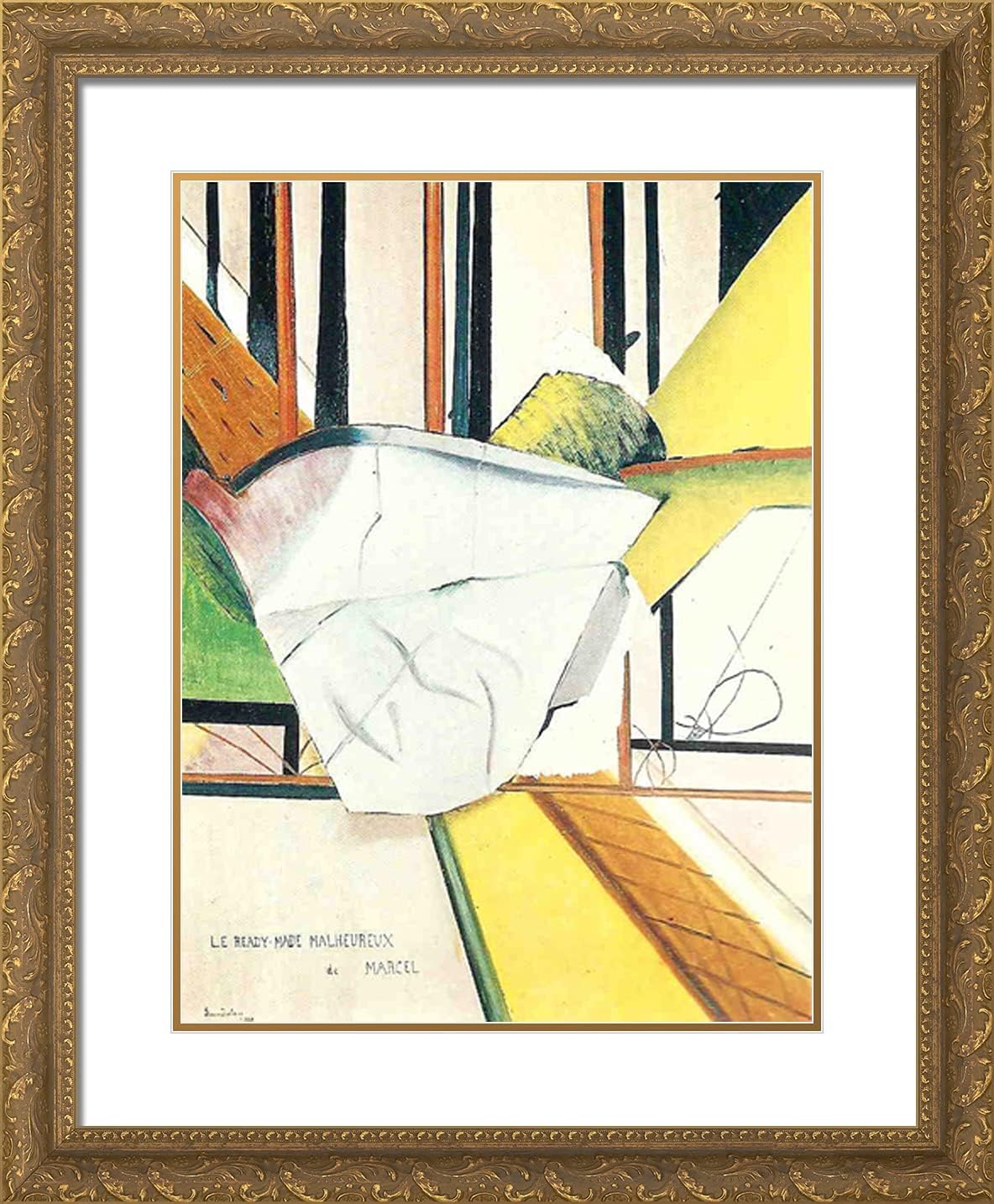 ArtDirect Duchamp, Suzanne 20x24 Gold Ornate Framed Art Print with Double Matting Titled: Marcel Duchamp's Unhappy Readymade