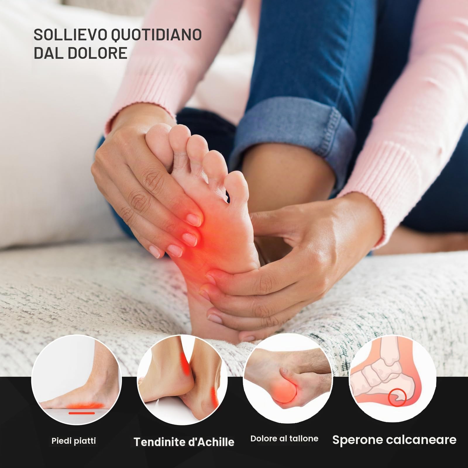 Solette contro Tendinite d'Achille e Fascite Plantare per Alleviare il Dolore al Tallone con Supporto a Volta Medio per Uomini e Donne (Men: 47-49|31.8CM)