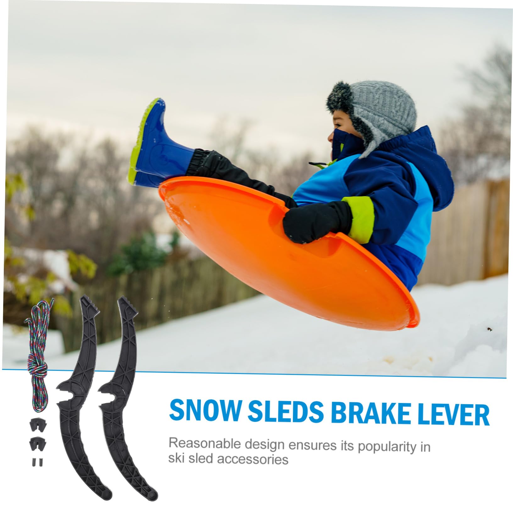 GOOHOCHY 1 Pair Professional Snowboard Brake Pad Plastic Ski Brake Handle Strap for Skiing Accessories