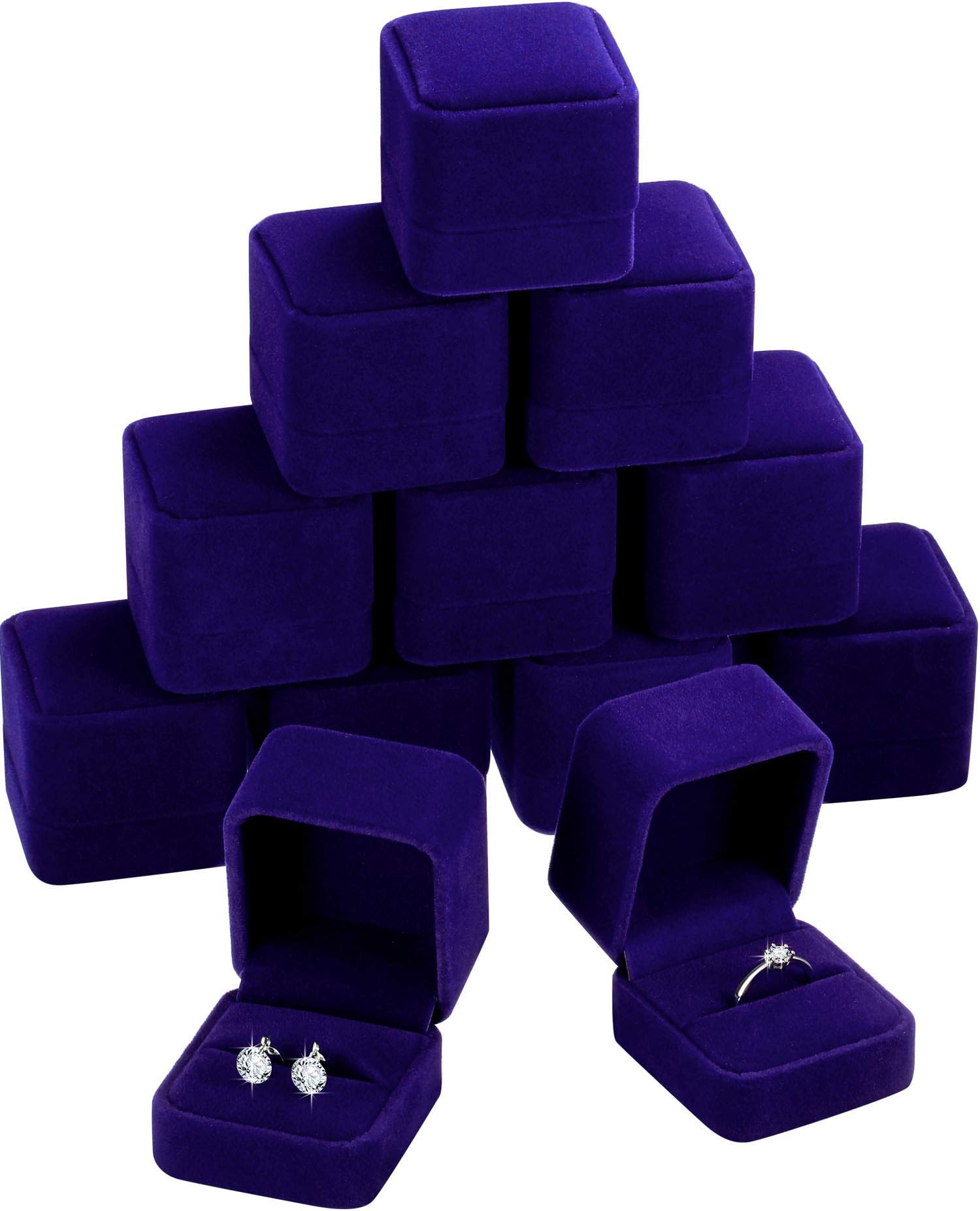 Zhanmai 12 Pcs Velvet Ring Box Jewelry Box Earring Jewelry Case Gift Boxes for Women Wedding Anniversary 2.12 x 1.77 x 2 Inch(Royal Blue)