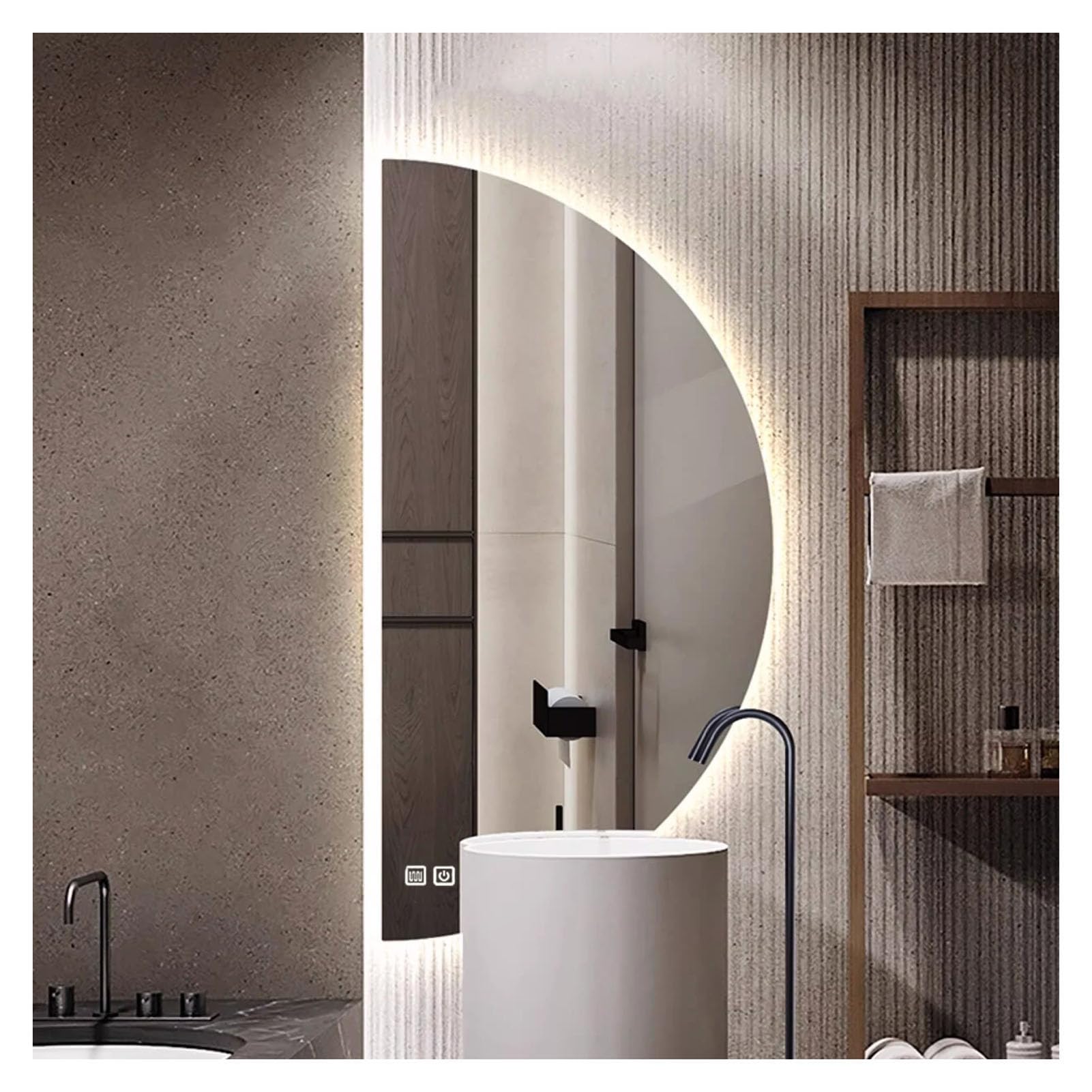 Photo 1 of Pengfei Half Moon LED Bathroom Mirror, Semi-Circle Wall Mirror with Anti-Fog