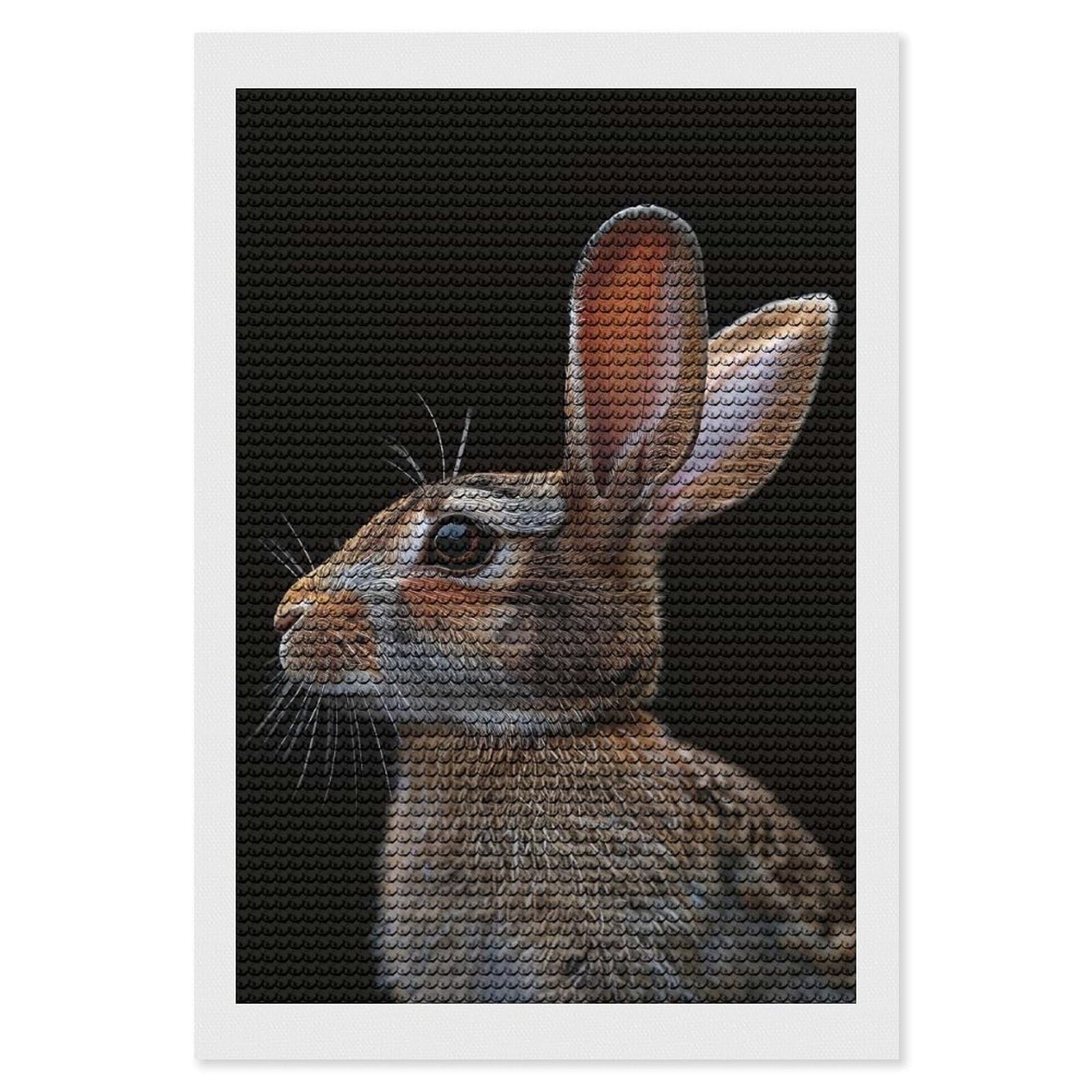 Junmoney Rabbit Crystal Diamond Art Kit 8"x12", Modern Decor, Boho Decor, Wall Art Gift, Decorative Artwork, Creative Hobby