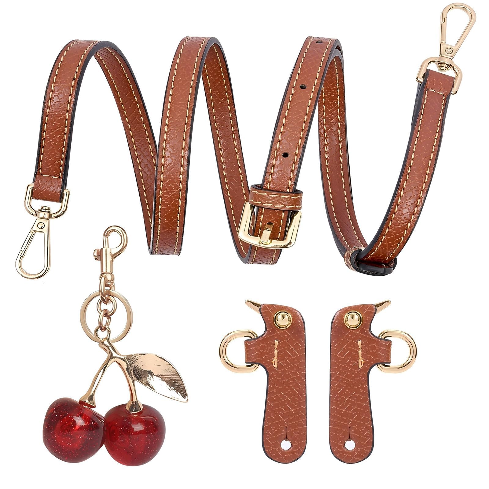 Gastinsave Schultergurt für Longchomp Tasche Damen, Längenverstellbarer Ersatzriemen aus Leder für Mini Longchomp Tasche, Taschengurt Gurt Umhängegurt