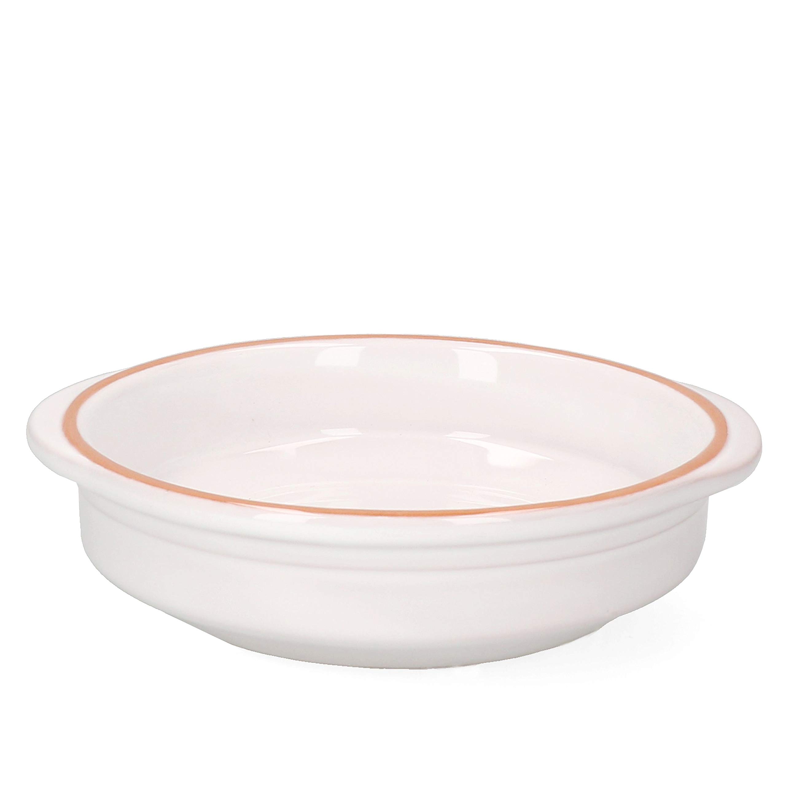 MamboCat Cazuela Tonschale Ille 6-er Set 16,5cm Größe M 300ml I Auflaufform mit Griff I rund backofengeeignet I Keramik Antik Geschirr I Pasta Servierschale Ofen Kasserolle I weiß glasiert