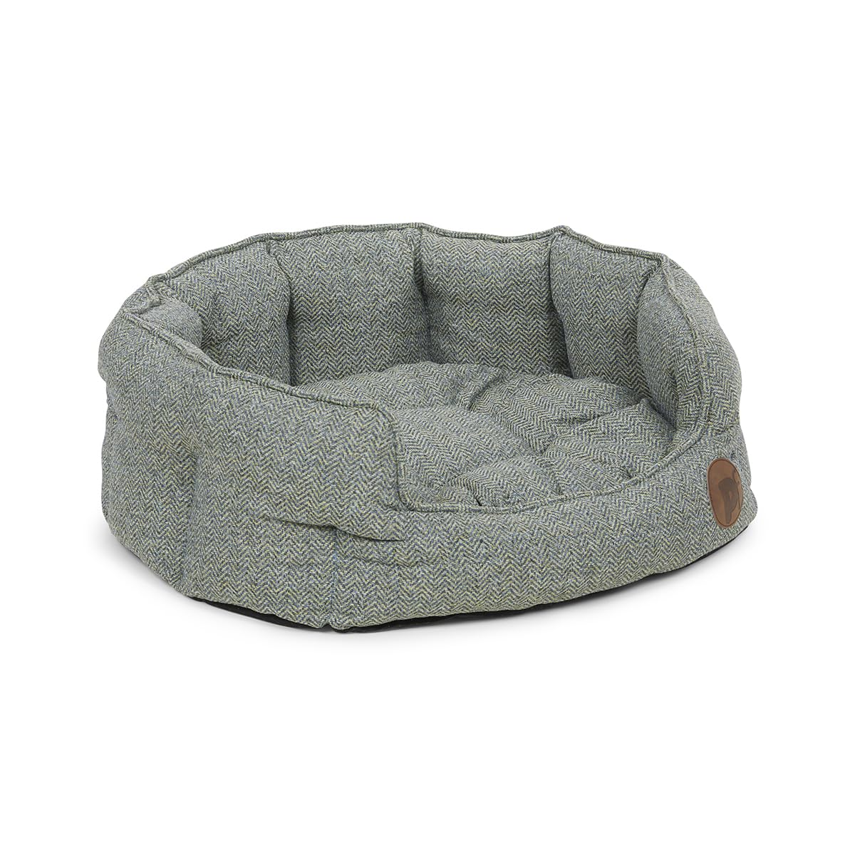 Petface Sage Herringbone - Cama Ovalada para Perro con cojín extraíble, Lavable a máquina, tamaño Mediano (Paquete de 1)