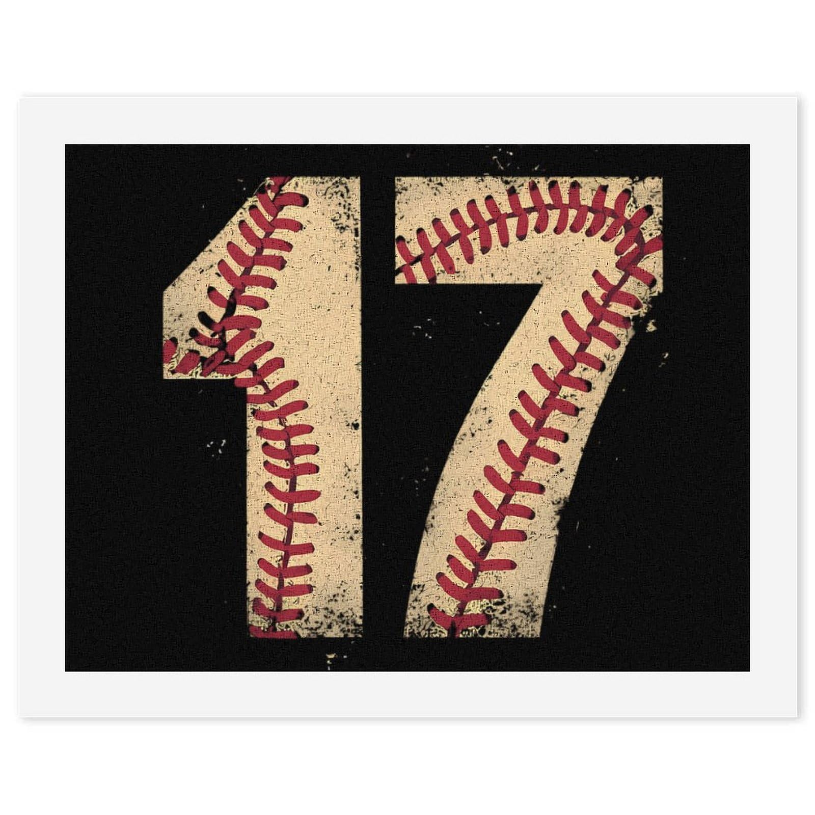 Malen nach Zahlen, Motiv: Nummer 17, Baseball, für Erwachsene, Anfänger, bunt, DIY, einfaches Malen für Zuhause, Wanddekoration