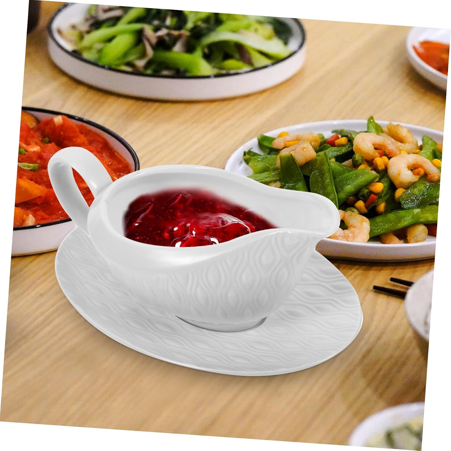 Ciieeo Gravy Boat Handle and Saucer Elegant Ceramic Sauce Dispenser for and Dipping Sauces for Kitchen Use Parties and Special Occasions