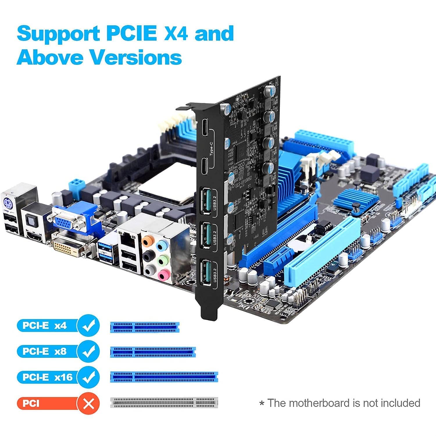 Tarjeta de Expansión PCIe a USB 3.2/3.1 Gen 2 con Ancho de Banda de 20 Gbps USB C 3.2 PCI Express Card para PC de Escritorio Windows Linux Mac OS