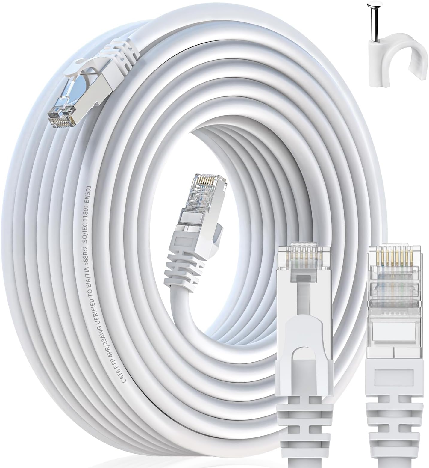 MEIPEK Cat 6 Shielded Ethernet Cable 50ft, 23 AWG Cat 6 Patch Cable, High Speed Cat 6 RJ45 LAN Network Cable for Router, Gaming, Modem, CCA Copper Clad