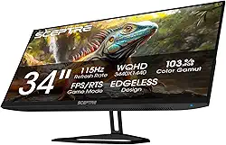 Sceptre Novo monitor de jogos IPS de 34 polegadas 3440 x 1440 até 115Hz DP HDM alto-falantes embutidos, máquina preta 2026