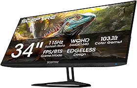 Sceptre Novo monitor de jogos IPS de 34 polegadas 3440 x 1440 até 115Hz DP HDM alto-falantes embutidos, máquina preta 2026