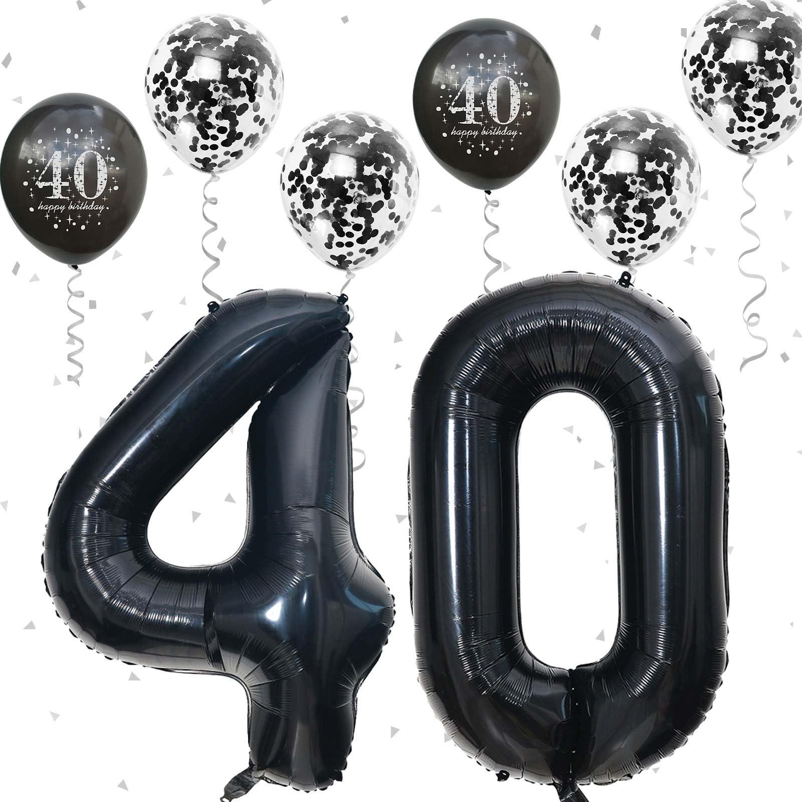 Zahl 40 Luftballons Schwarz