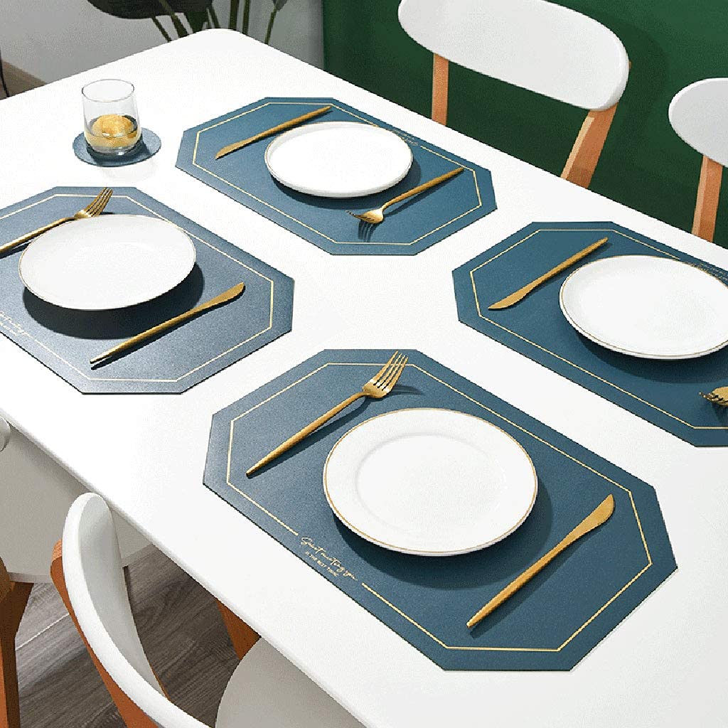 Platzdeckchen aus Leder, quadratisch, 6 Stück, achteckig, wasserdicht, ölbeständig, rutschfest, hitzebeständig, Unterlage für Küche, Esszimmer, Dekor, Schutz, Rot (rot)