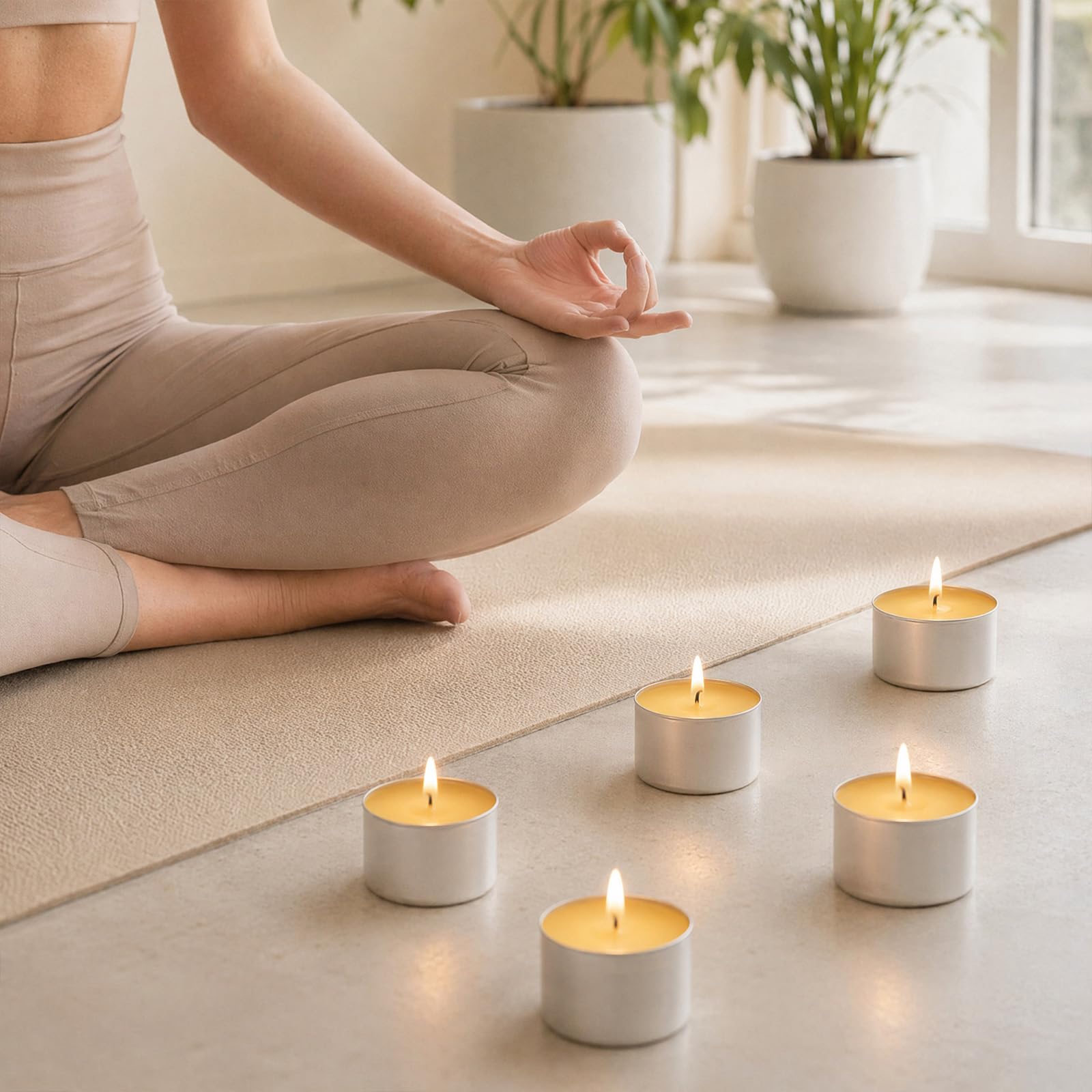 DEYBBY Velas de té de cera de abeja, velas de té de 6 horas, paquete de 40 velas de té sin aroma en taza de aluminio para boda, spa, decoración del hogar