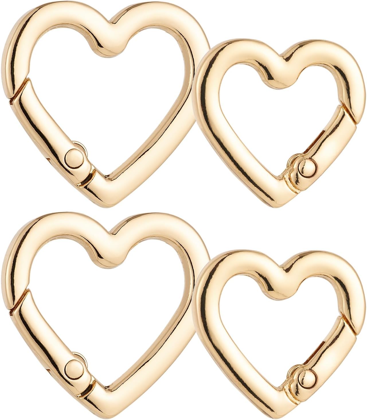 4 Pcs Heart Shaped Keychain Clip, Zinc Alloy Cute Heart Carabiner, Small Craft KeyringSpring Snap Clasp Hook for Camping Hiking Fishing Traveling