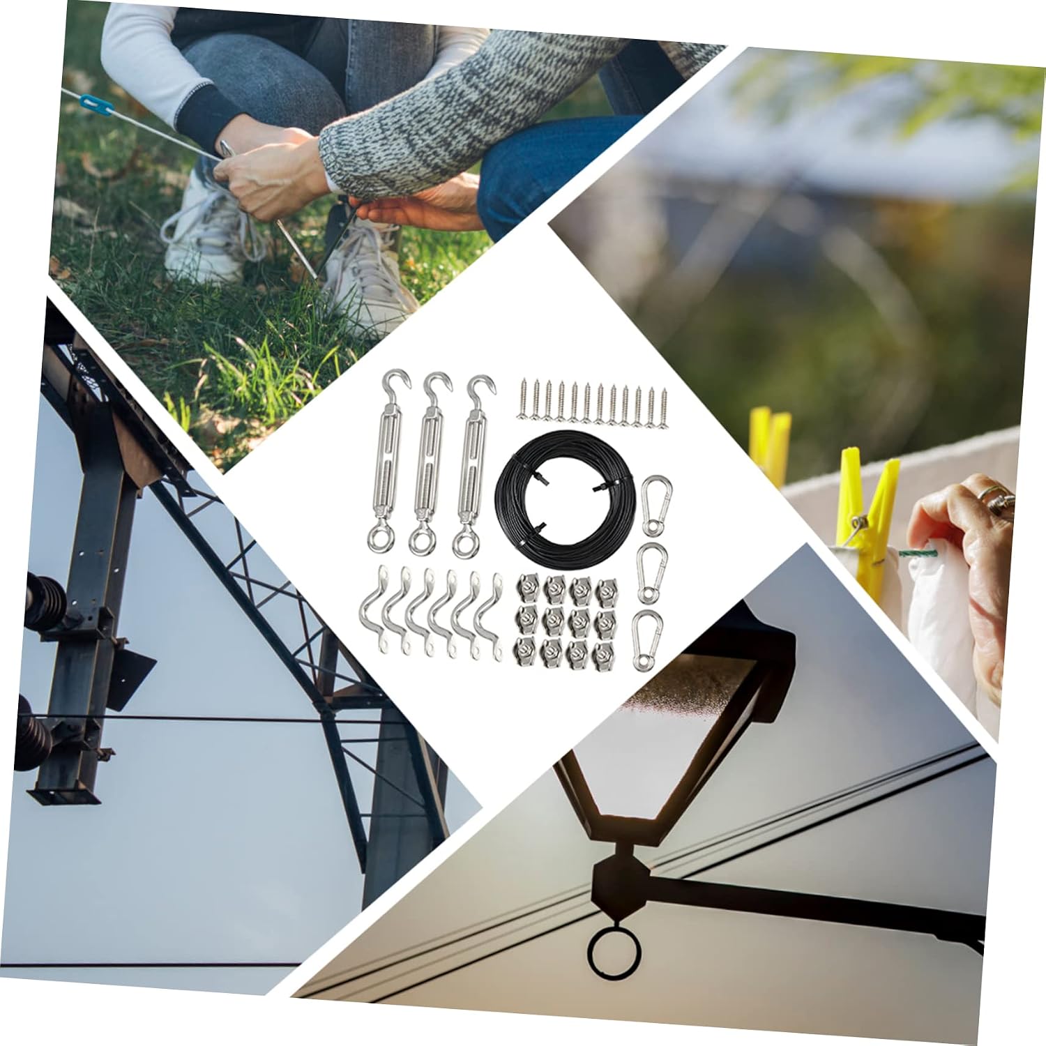 Alipis 1 Set String Outdoor String Light Suspension Kit Coated Stainless Steel Wire Rope for Safe Hanging Guide Wire for Home Office and Event Decor
