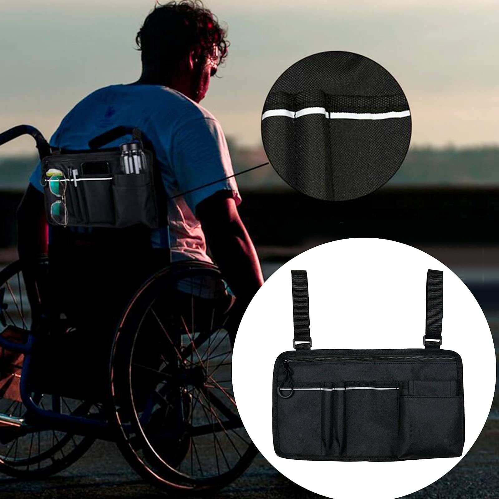 Rangement Accoudoir Chaise Sac Suspendu À L'accoudoir Fauteuil De Voyage Pochette Latérale Pour Sacoche Rangement Fauteuil