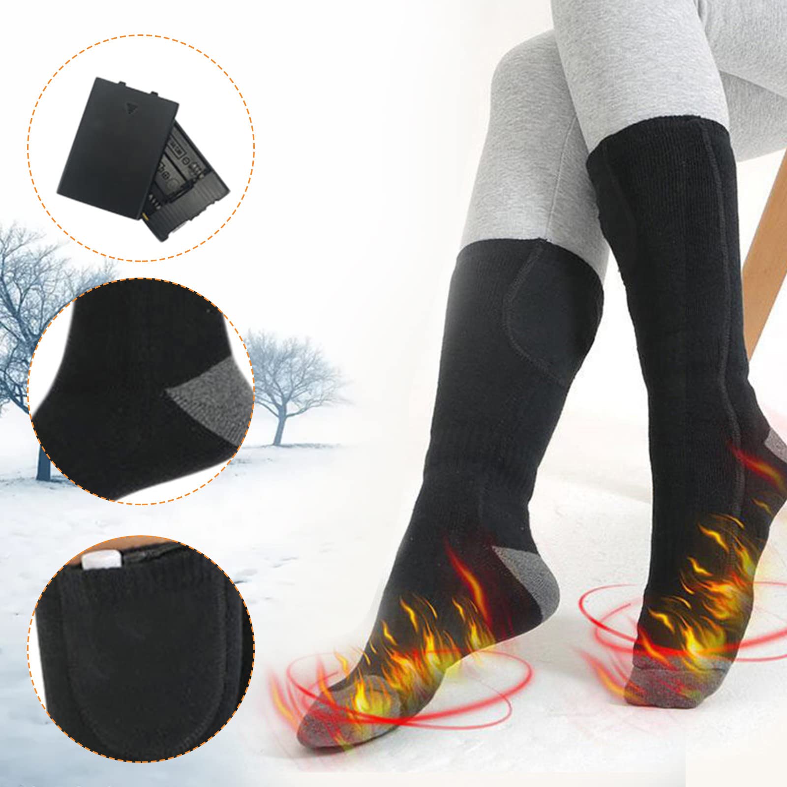 Calzini Invernali Caldi per Uomo Donna Calzini Termici per Riscaldamento Elettrico Calzini da Sci Sportivi in Cotone per Esterni Senza Batterie