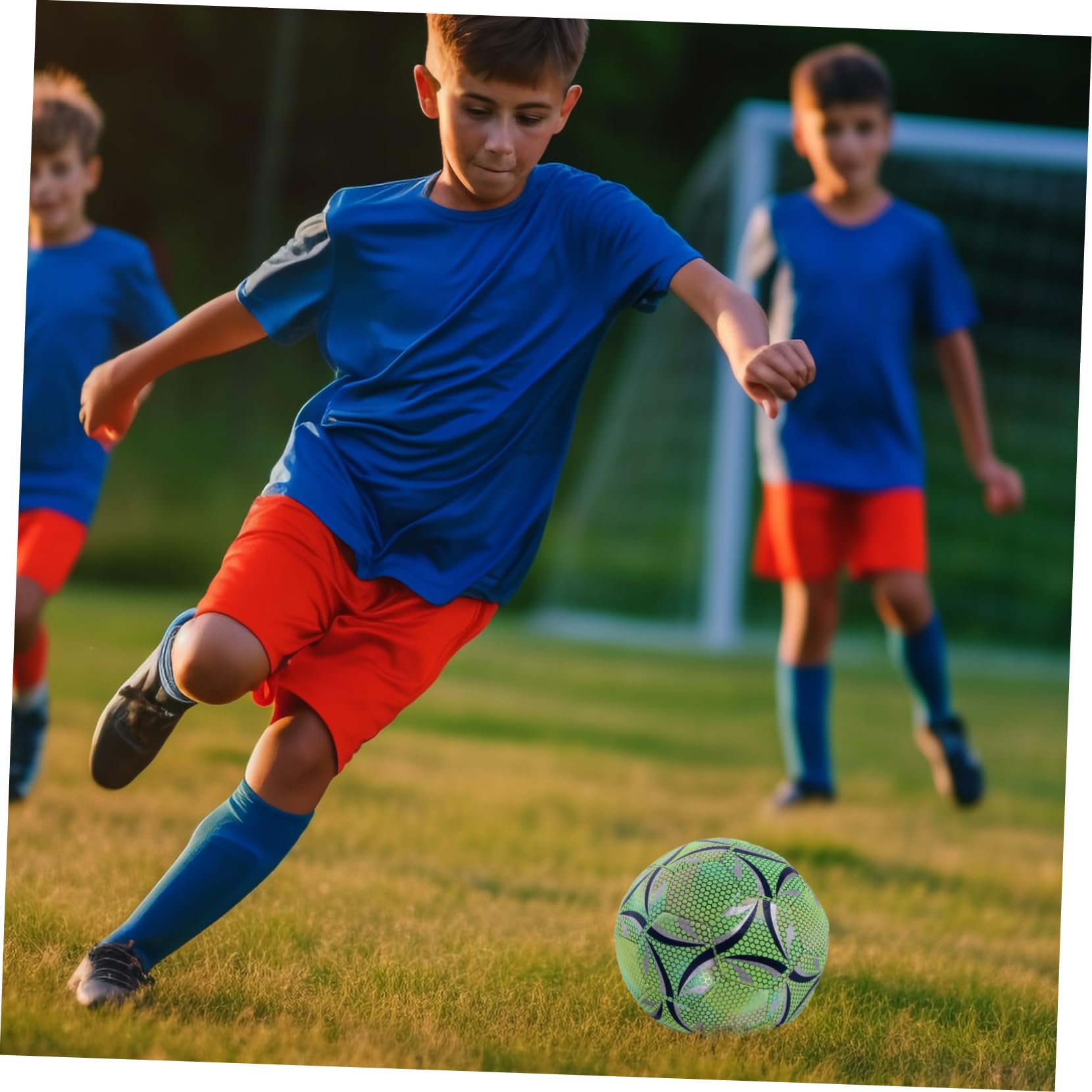 1pezzi Pallone da Calcio Luminoso Fluorescente Pallone Sportivo in Materiale Pu Resistente all Usura per Allenamento Indoor Notturno