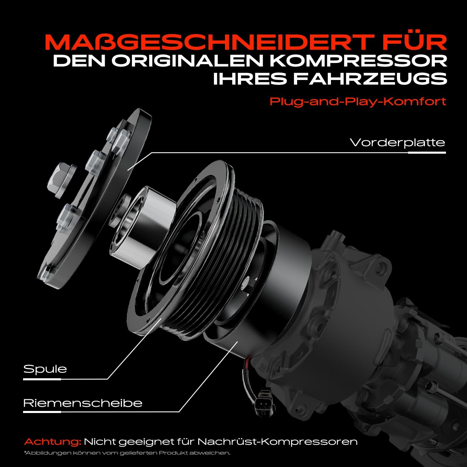 Frankberg Magnetkupplung Klimakompressor Kompatibel mit UP! 121 122 123 BL1 BL2 BL3 Load UP 121 122 BL1 BL2 Replace# 1S0820803C