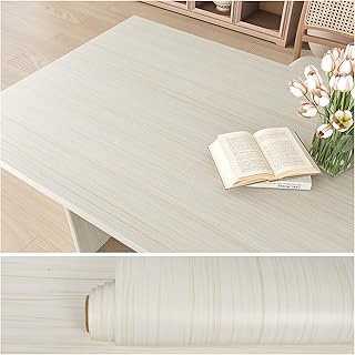 VEELIKE Cream White Wood Contact Paper Peel and Stick Countertops Wood Wallpaper 24''x118'' Countertop Contact Paper Waterproof Self Adhesive Woodgrain Vinyl Wrap for Kitchen Conter Table Top Cabinets