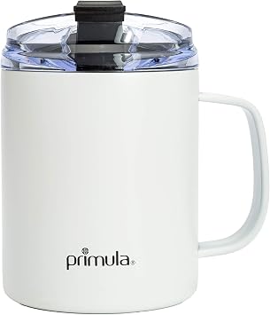 Primula 14 Ounce Coffee Mug, Vacuum Insulated Stainless Steel Mug with Leak Proof Lid, Double Wall Travel Tumbler Cup Thermos, Keep Drinks Hot or Cold, White