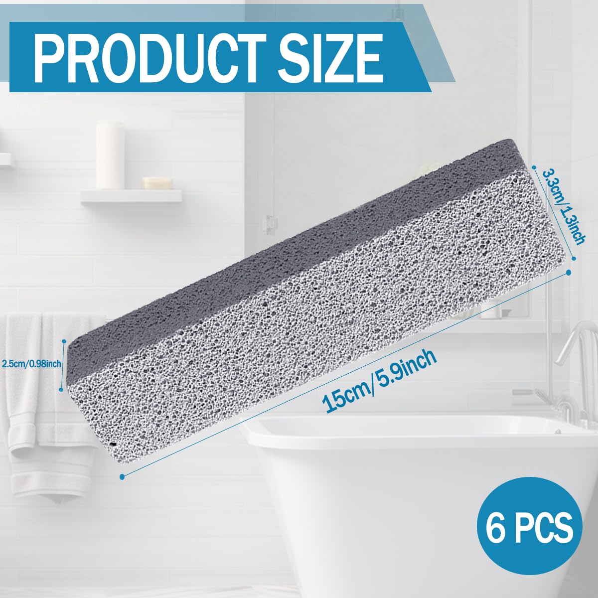 6 Pezzi Pietra Pomice per WC,Pietra di Pulizia per WC,Pumice Stone,Cleaning Block,adatto per la pulizia del bagno, della cucina, del lavandino e per la cura dei piedi