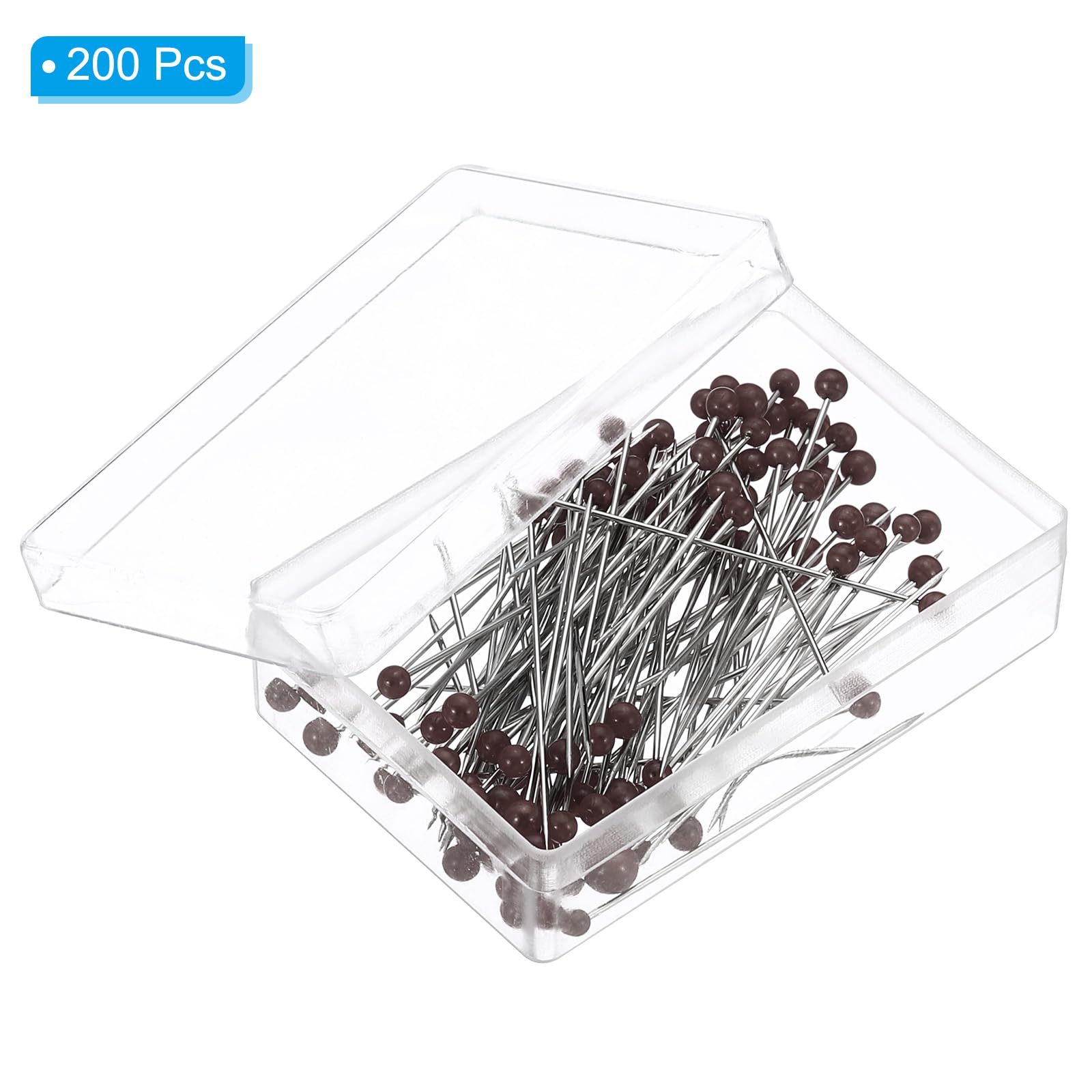 PATIKIL Sewing Pins, 200 Pcs 1.5 Inch Pearlized Ball Head Pins Straight Pin for Fabric Decorative, Cloth Making, DIY, Brown - Image 3