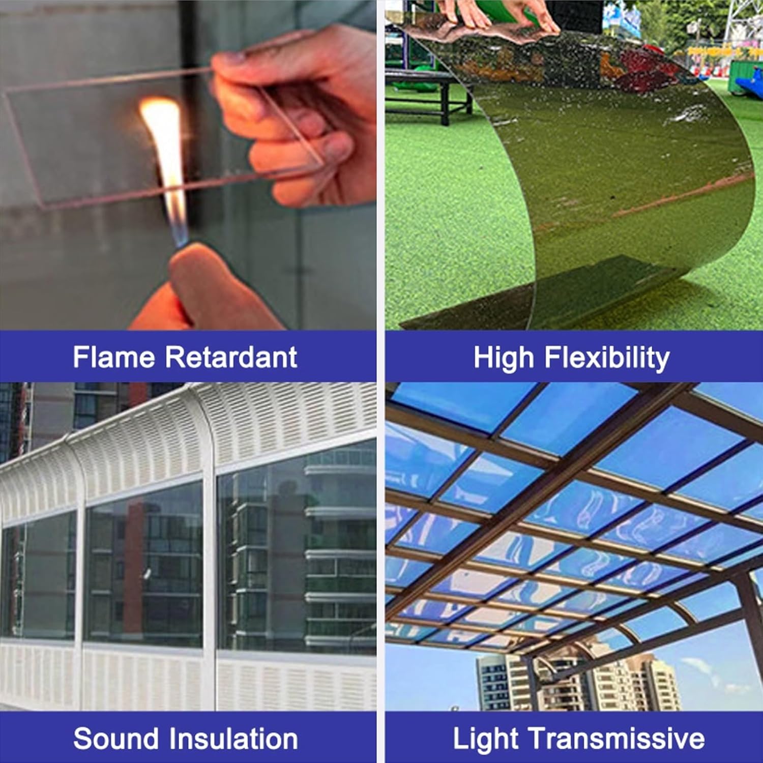5mm Polycarbonate Panels Pergola Roofing Polycarbonate Roof Panels Glass Pane High Transmittance Weather Fire Resistant for Greenhouse Outdoor Use(60x120cm/24x47in)