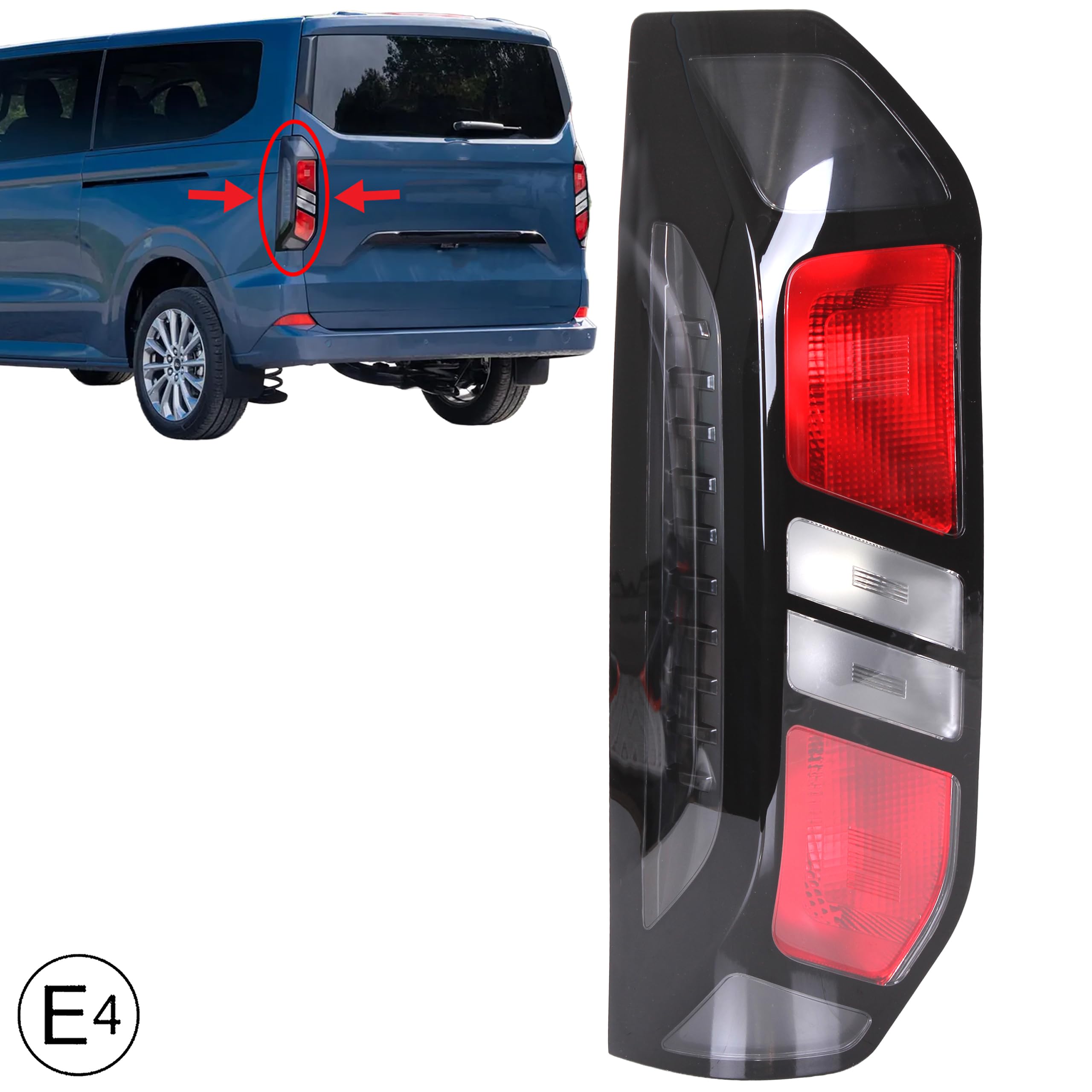 INLY Fanale Posteriore Posteriore Posteriore Sinistro Rosso Compatibile con Transit Custom (dal 2023) 2728876 PZ3113405AD