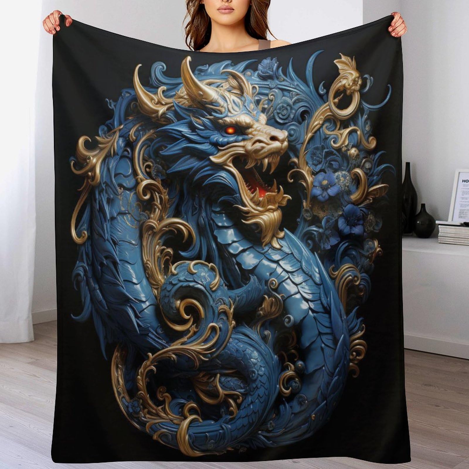 Couverture Polaire Dragon pour des soirées cinéma au chaud sur le canapé 150x200