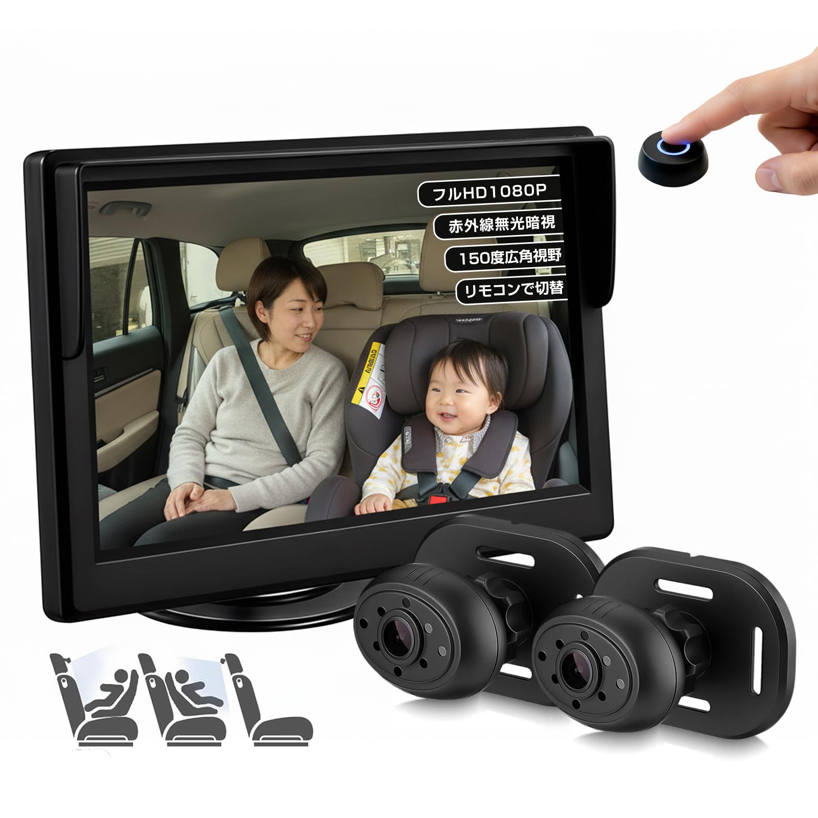 Amazon.co.jp: Antion 車用ベビーモニター 5インチ 2カメラセット