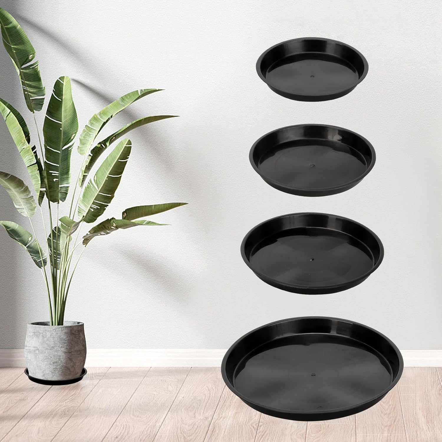 6 Pack 12 Inch Plant Saucer Tray, Heavy Duty Round Plant Drip Trays for Pot Plant Saucers for Indoors Outdoor, Plant Water Tray Flower Pot Container Accessories for Flower Planters (12in) - Image 4