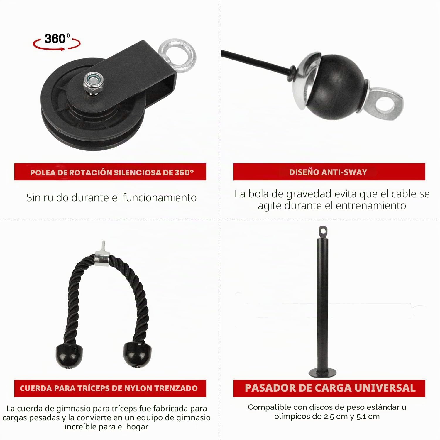 LFJ Poleas Gimnasio para Casa Fitness DIY Triceps Polea Gym Cable Máquina Musculacion Kit Sistema Poleas Entrenamiento de Fuerza del Brazo